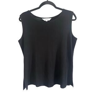 Exclusively MISOOK Black Sleeveless Knit Tank Top Shirt Side Slits - Sz Medium